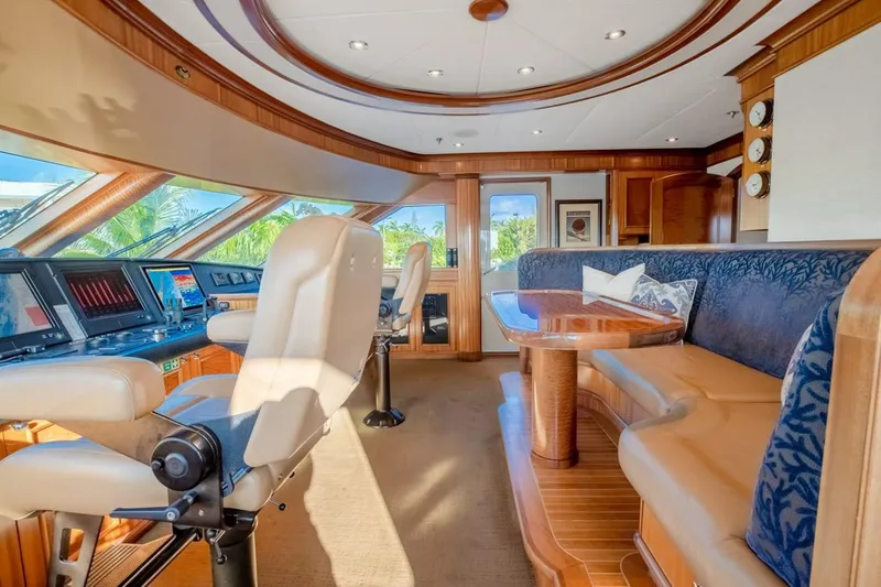 Slide: The Image of Luxurious Richmond Yachts 2004 interior with plush seating and advanced navigation equipment. - 34