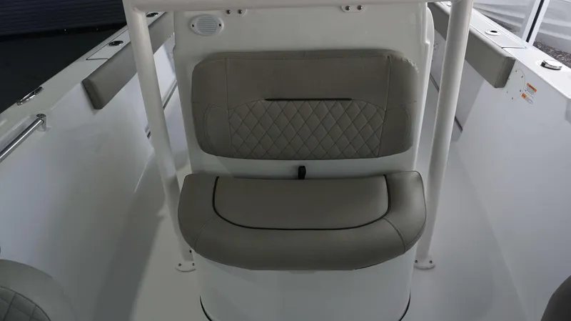 Slide: The Image of 2024 Sportsman 212 Open boat interior seating with diamond-stitched upholstery. - 2