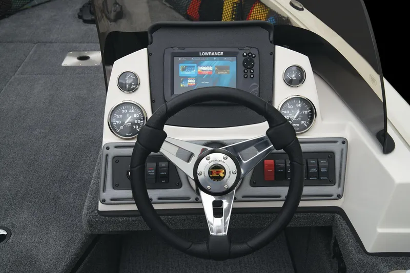 Slide: The Image of 2024 Ranger VS1882SC Angler dashboard with Lowrance Hook Reveal fish finder. - 37