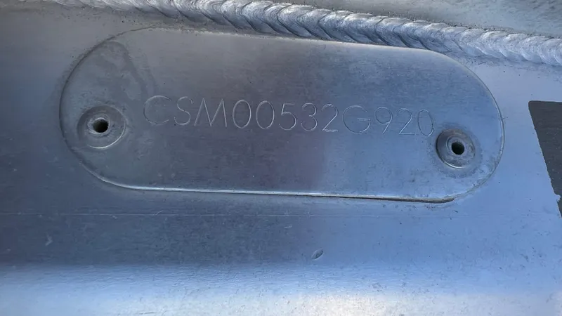 Slide: The Image of Hull identification number (HIN) on a 2020 Crest Classic Platinum 220 SLC boat. - 19