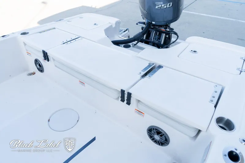 Slide: The Image of 2024 Sea Fox 251 BayFox Center Console boat with Yamaha 250 engine, rear seating area. - 24