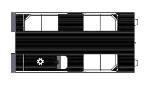 Slide: The Image of Top view of 2024 Pond-Tini Series 14 pontoon boat layout. - 4