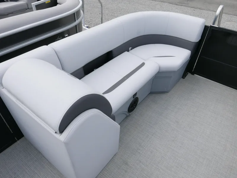 Slide: The Image of 2024 Bentley Pontoons Legacy 223 QSB interior seating, featuring sleek, modern design and comfortable upholstery. - 10