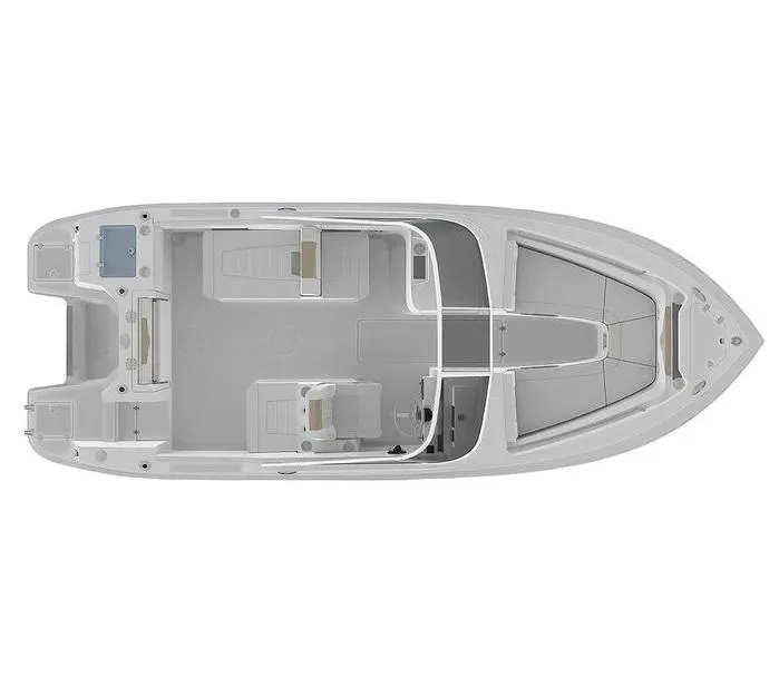 Slide: The Image of Top view of 2024 Sailfish 226 DC boat layout, showcasing seating and deck design. - 34