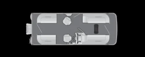 Slide: The Image of 2025 Bennington 21 SSR Quad Bench boat layout, top view, gray interior. - 18