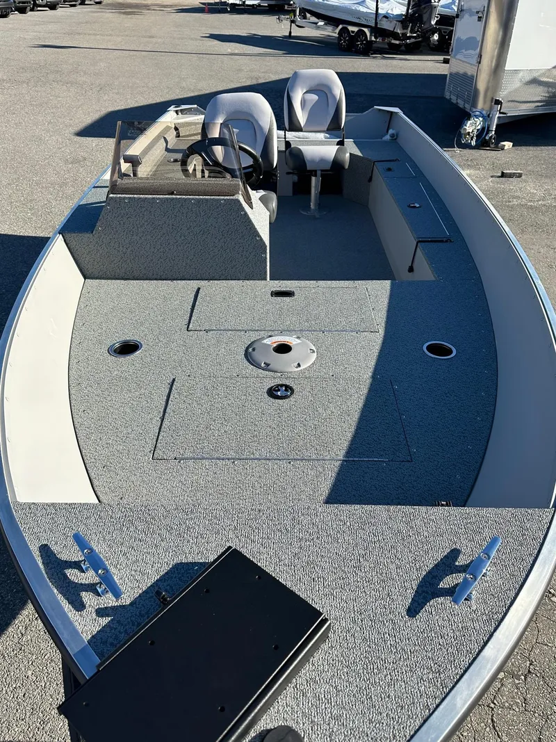 Slide: The Image of 2025 Smoker Craft 16 Angler Patriot SC fishing boat, spacious deck, dual seats, in stock. - 3