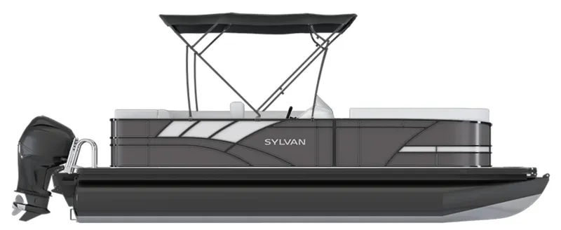 Slide: The Image of 2023 Sylvan Mirage X X3 pontoon boat with canopy and outboard motor. - 21
