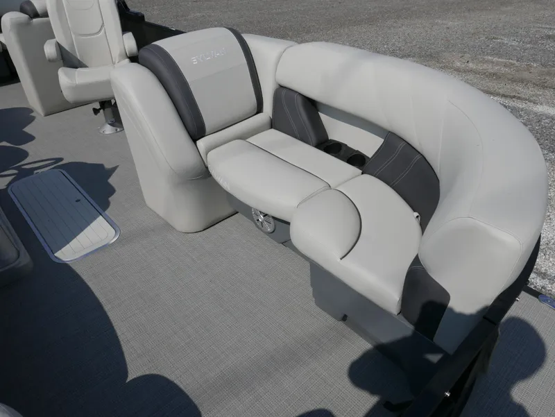 Slide: The Image of 2023 Sylvan Mirage X X3 boat interior with plush seating and modern design. - 7