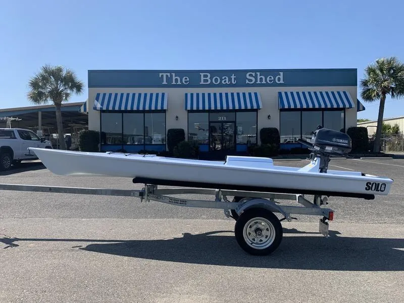 The Image of 2023 Solo Skiff 14 boat on trailer outside The Boat Shed. - 0