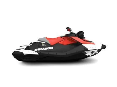 The Image of 2024 Sea-Doo Spark® Trixx™ jet ski, red and black, side view. - 1