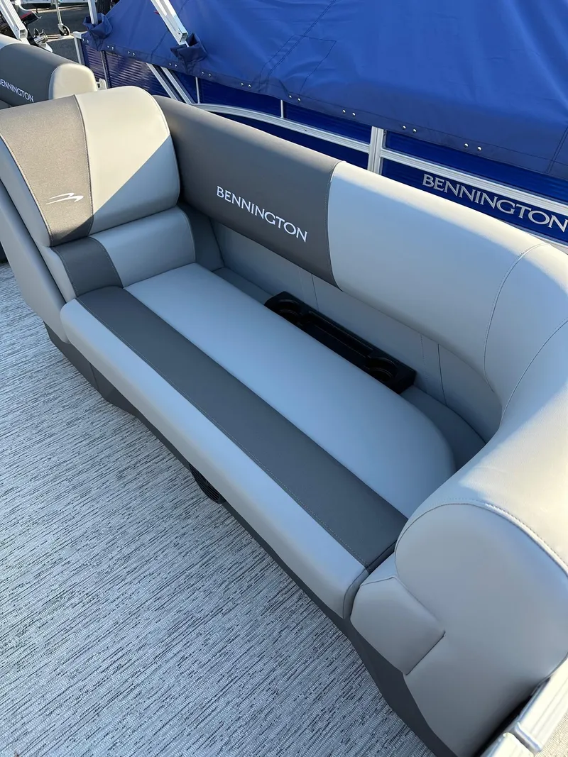 Slide: The Image of Bennington 188 SLJ boat seating, gray upholstery, 2026 model, on order for July delivery. - 11