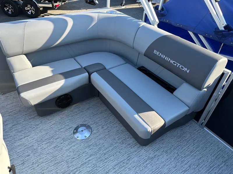 Slide: The Image of Bennington 188 SLJ boat seating, gray upholstery, spacious layout, 2026 model. - 42