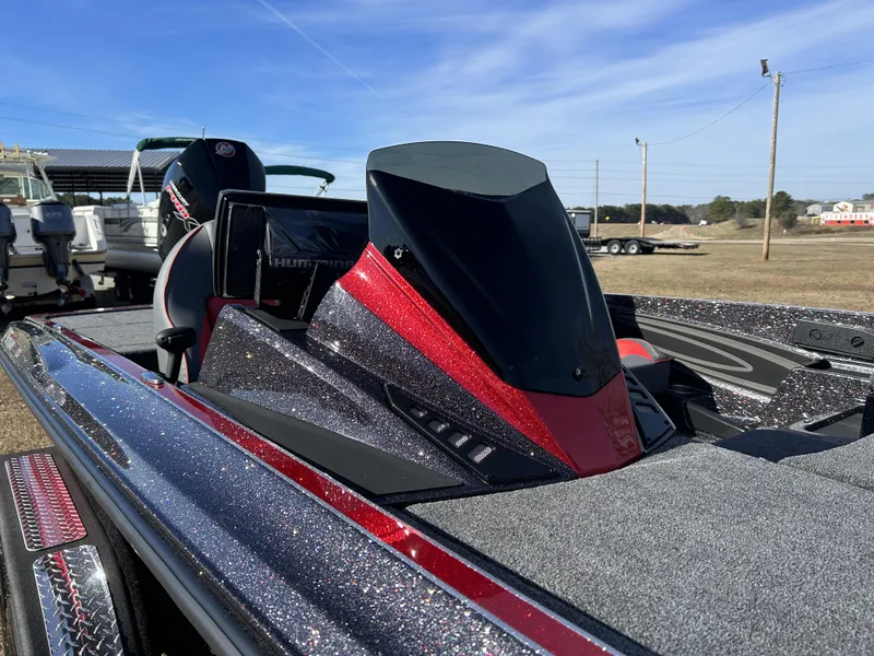 Slide: The Image of 2024 Triton 20XP boat with sleek design and glittering finish in outdoor setting. - 4