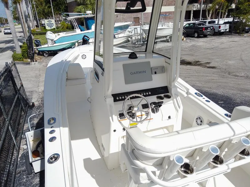 Slide: The Image of 2025 Regulator 23 Center Console boat with Garmin navigation system. - 5