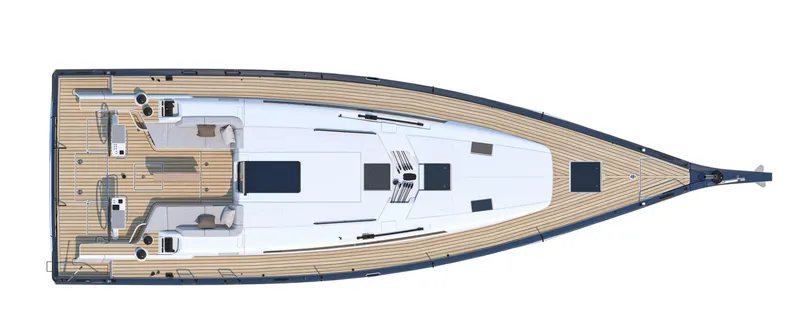 Slide: The Image of Top view of 2024 Beneteau First 44 sailboat deck layout. - 20