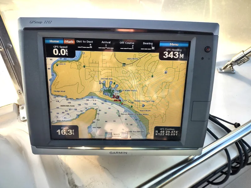 Slide: The Image of Garmin GPS display on 1989 Ocean Alexander 440 CPMY yacht. - 35