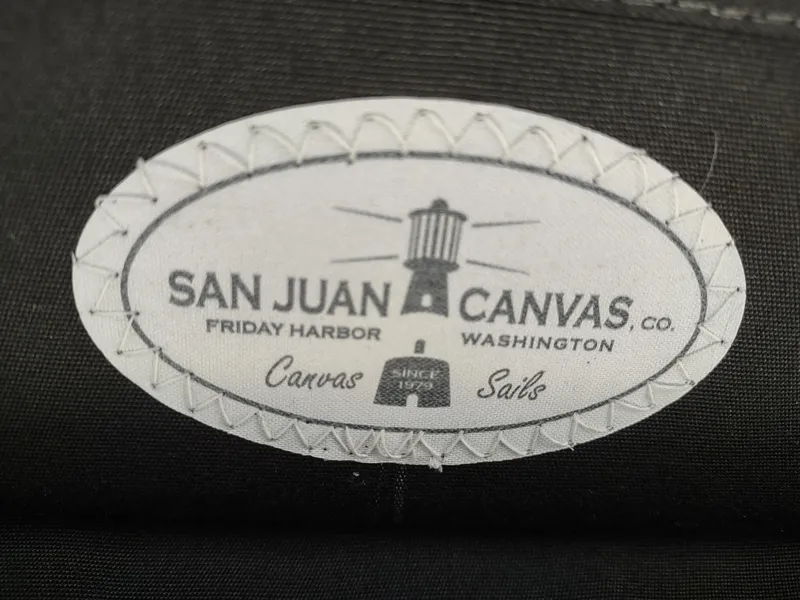Slide: The Image of San Juan Canvas Co. label on Ocean Alexander 440 CPMY 1989 model. - 42