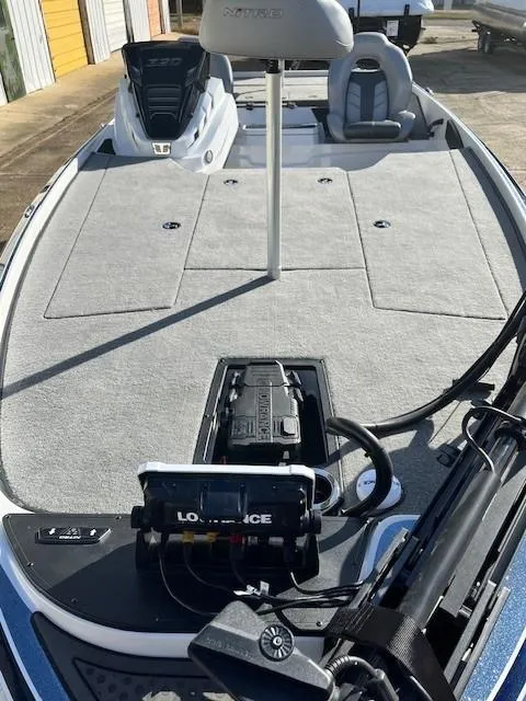Slide: The Image of 2024 Nitro Z20 Pro fishing boat with advanced Lowrance electronics. - 2