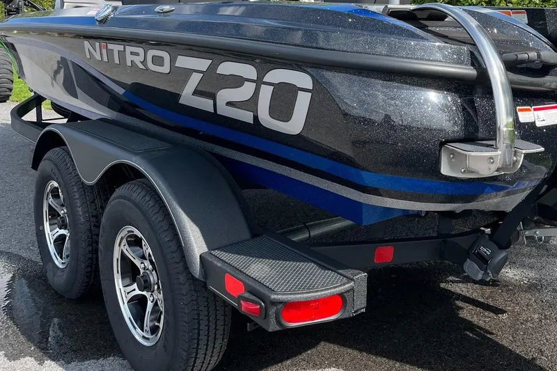 Slide: The Image of 2024 Nitro Z20 Pro boat trailer with sleek design and dual wheels. - 2