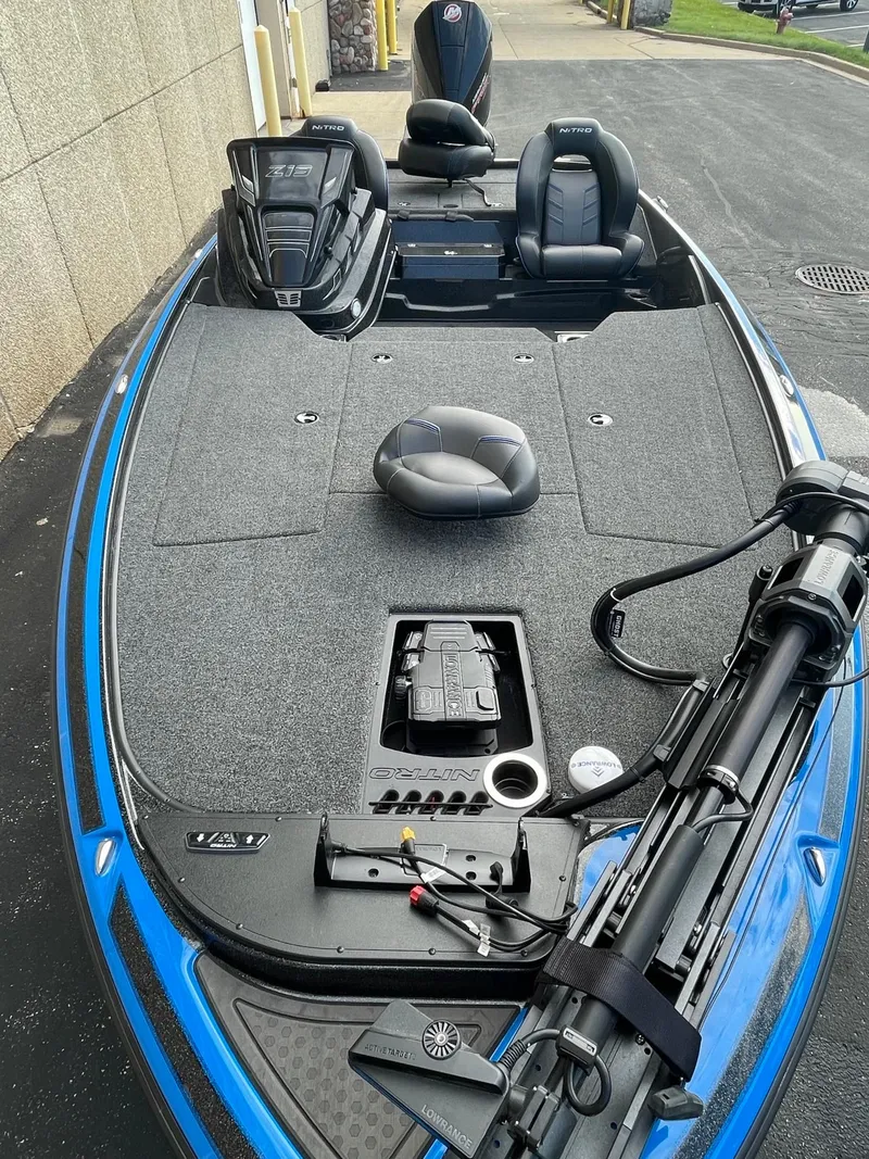 Slide: The Image of 2024 Nitro Z19 Pro fishing boat with spacious deck and advanced equipment. - 3