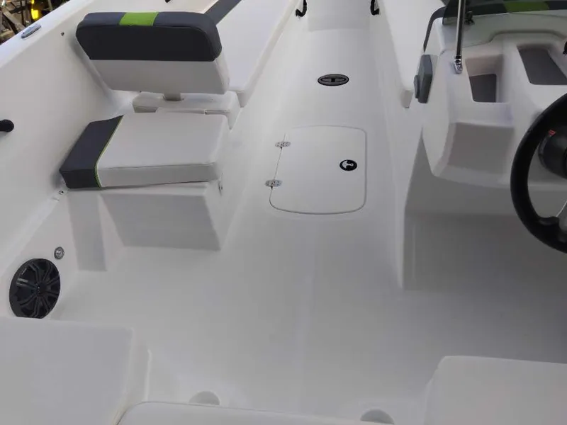 Slide: The Image of Interior view of 2024 Tahoe T18 boat, featuring sleek seating and modern design. - 13