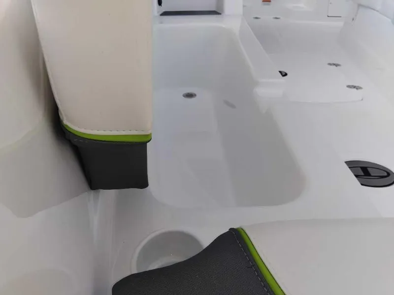 Slide: The Image of 2024 Tahoe T18 boat interior with sleek seating and modern design. - 15