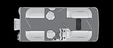 Slide: The Image of Top view of 2025 Bennington 20 SSR Quad Bench pontoon boat layout. - 21