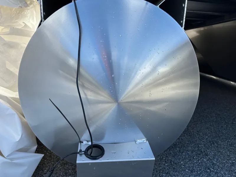 Slide: The Image of Close-up of a metallic component on a 2025 Bennington 20 SSR Quad Bench boat. - 29