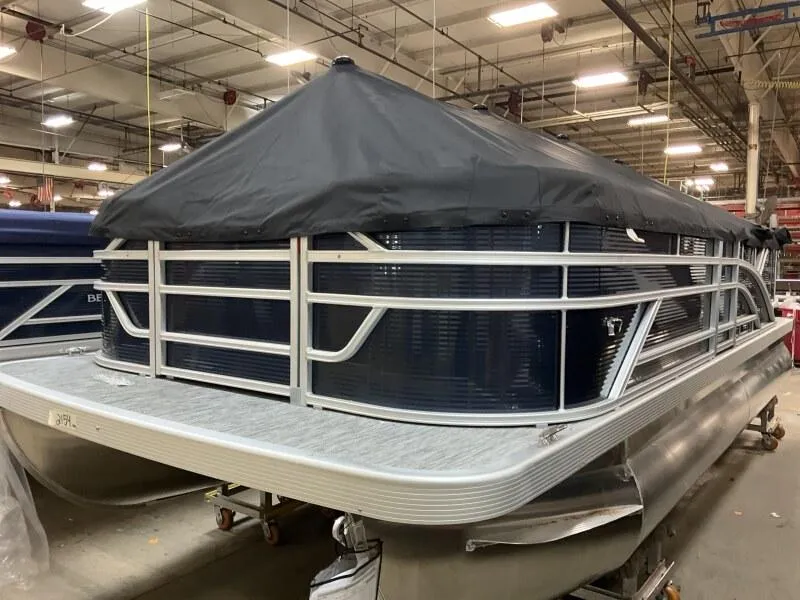 Slide: The Image of 2025 Bennington 20 SSR Quad Bench pontoon boat in stock, covered and ready for sale. - 9