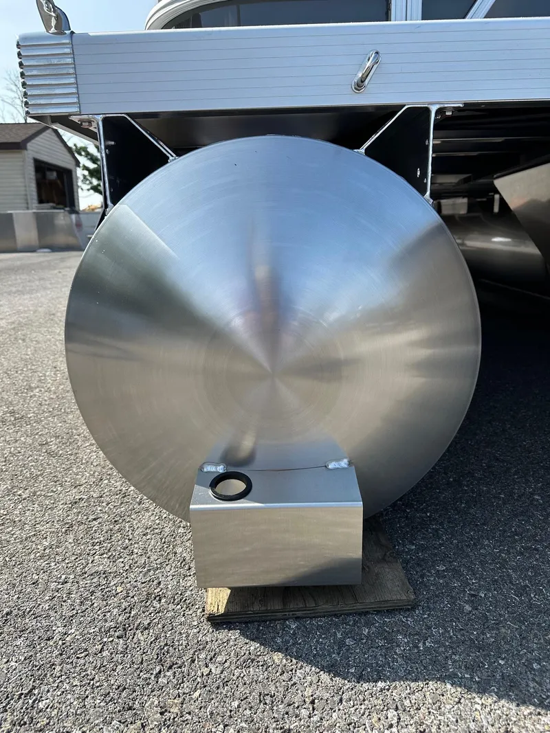 Slide: The Image of 2025 Bennington 188 SL Family pontoon boat, close-up of aluminum pontoon detail. - 16