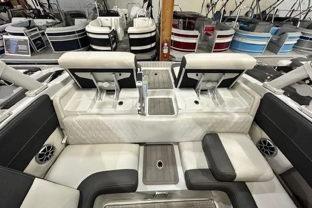 Slide: The Image of 2024 Crownline 240 SS boat interior with luxurious seating and modern design. - 18