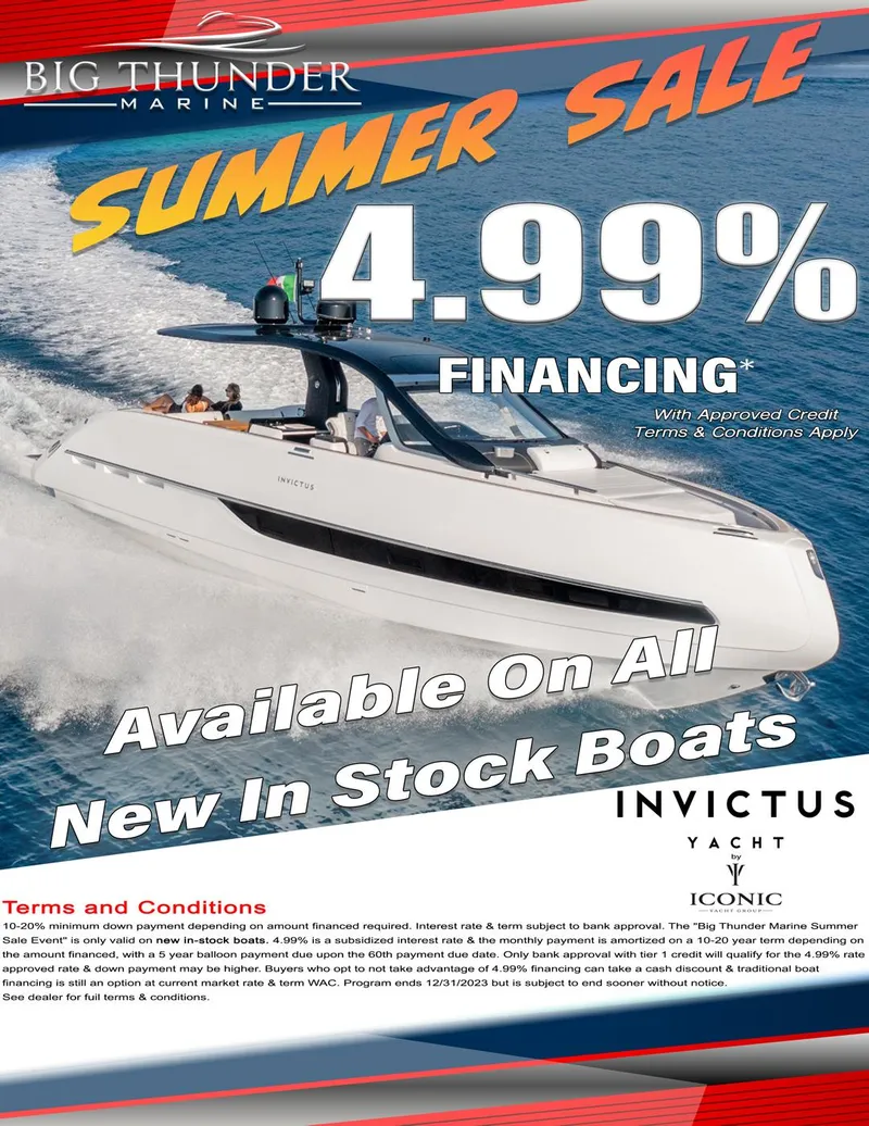 Slide: The Image of Invictus TT420 yacht summer sale with 4.99% financing, available on new stock boats. - 1