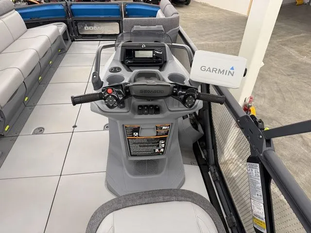 Slide: The Image of Interior of 2023 Sea-Doo Switch Cruise 21 with Garmin controls. - 8