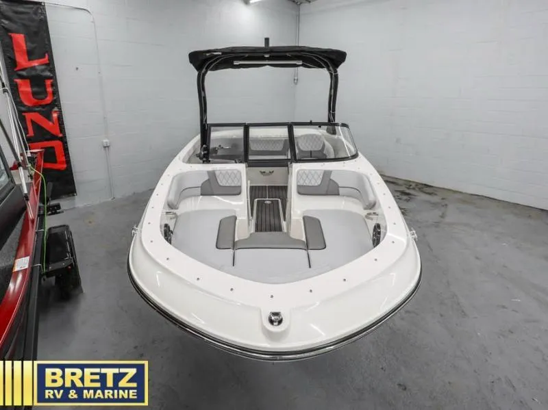 Slide: The Image of 2024 VR Series VR4 boat displayed at Bretz RV & Marine showroom. - 3