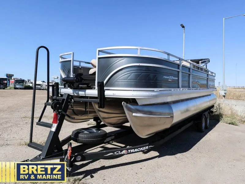 Slide: The Image of 2024 Fishin' Barge 22 XP3 pontoon boat on trailer at Bretz RV & Marine. - 5