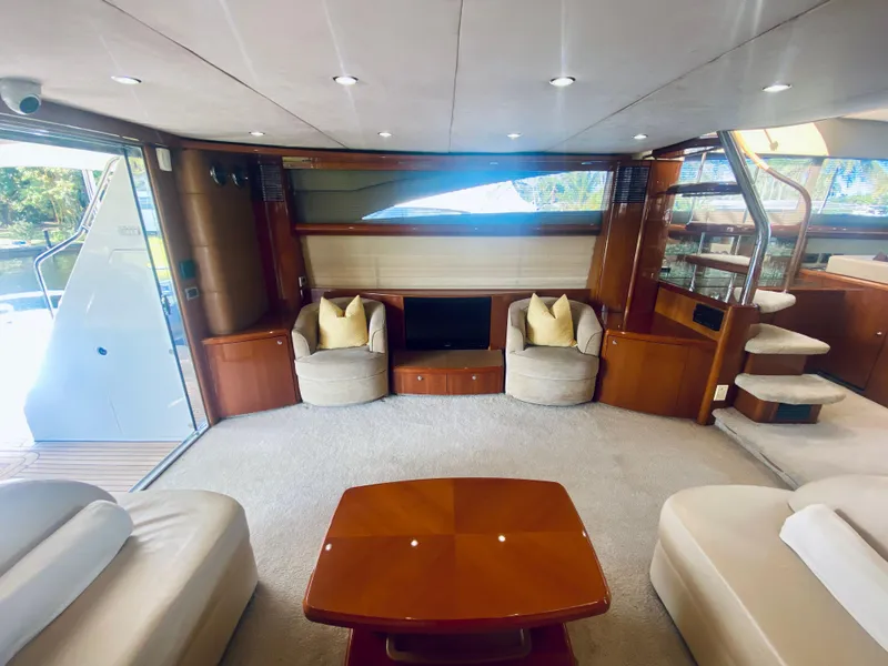 Slide: The Image of Luxurious interior of 2006 Viking Sport Cruisers 70 Motor Yacht with modern furnishings. - 32
