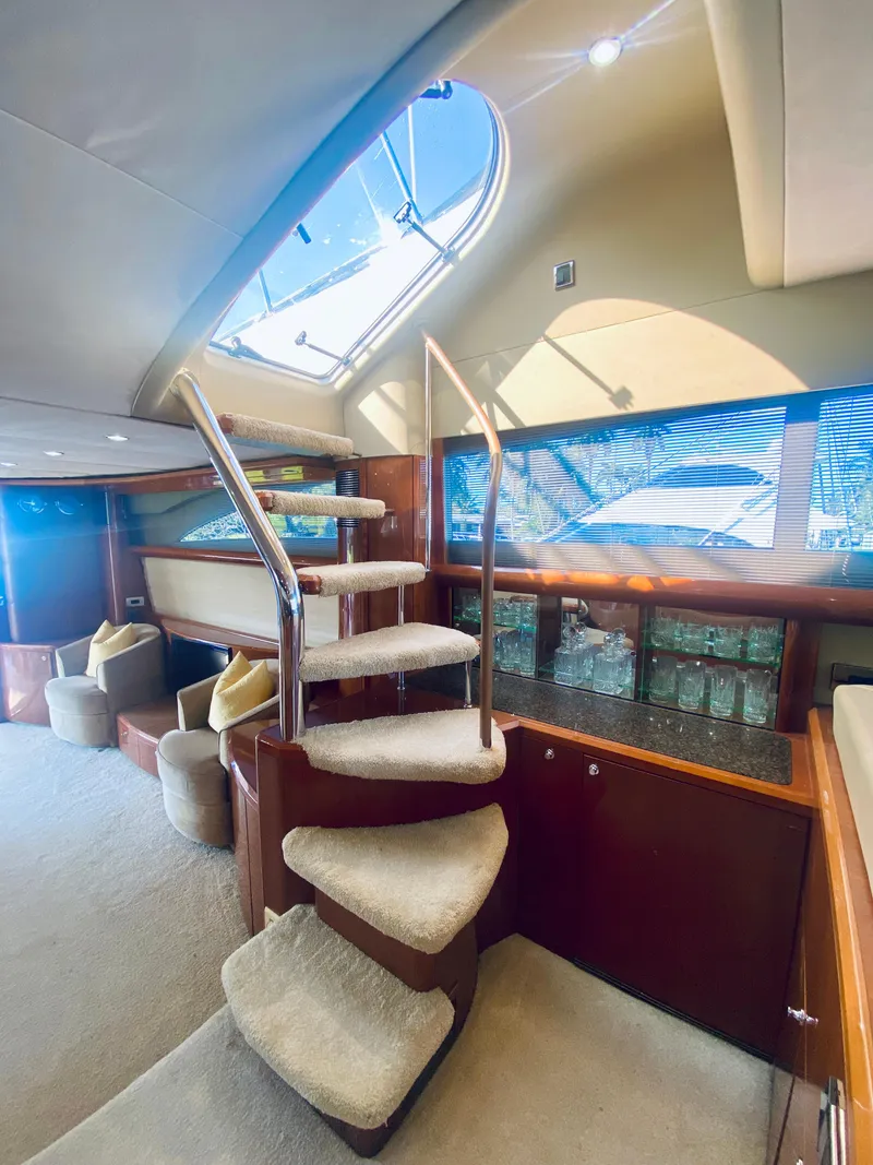 Slide: The Image of Interior of 2006 Viking Sport Cruisers 70 Motor Yacht with spiral staircase and skylight. - 39