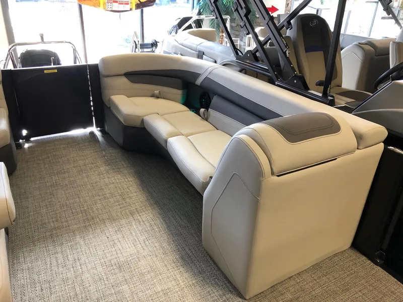 Slide: The Image of 2024 Barletta Cabrio 20Q interior with luxurious seating and modern design. - 11