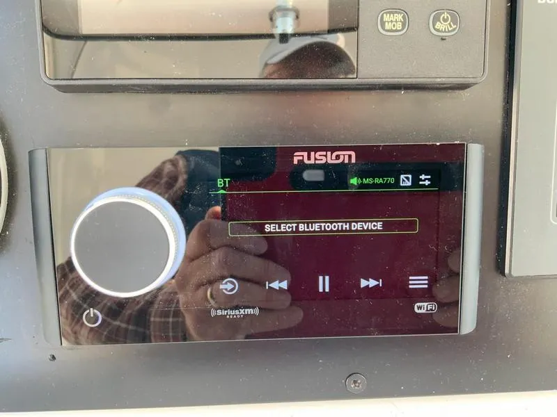 Slide: The Image of Fusion MS-RA770 stereo system on a 2005 Viking 45 Open Express boat. - 40