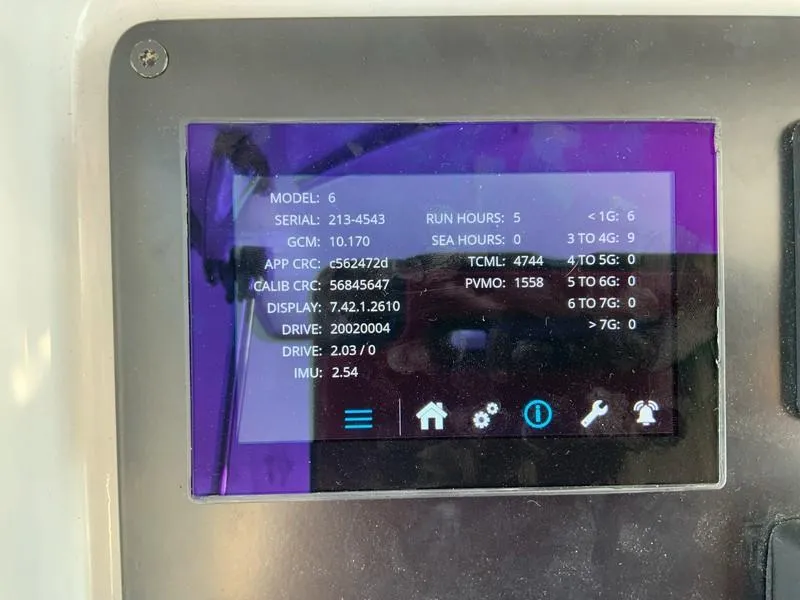 Slide: The Image of Display screen of a 2005 Viking 45 Open Express boat showing technical data. - 41