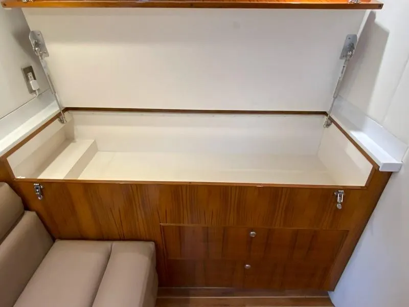 Slide: The Image of Interior storage compartment of a 2005 Viking 45 Open Express boat. - 45