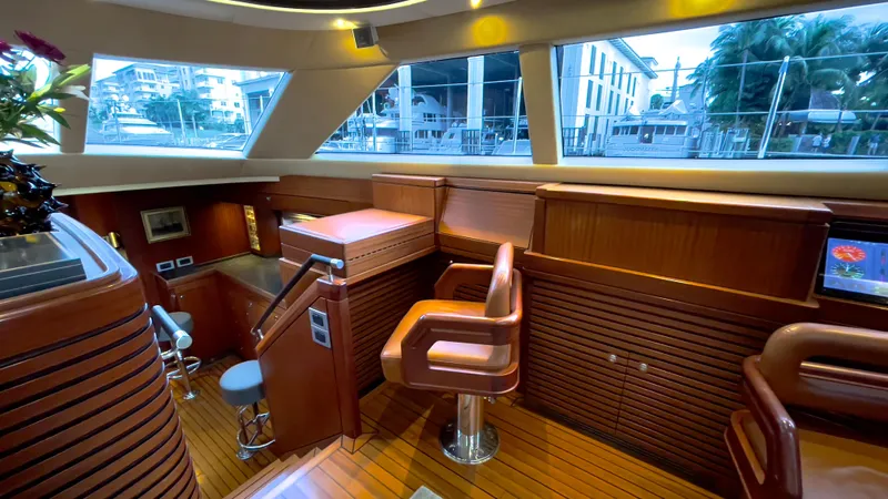 Slide: The Image of Luxurious interior of 2011 Alia Yachts Warwick 82 LK with wooden finishes and modern seating. - 23