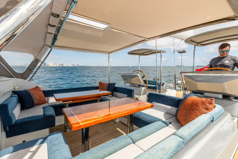 Slide: The Image of Luxurious seating area on the 2011 Alia Yachts Warwick 82 LK, with ocean view. - 8