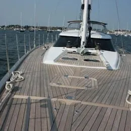 Slide: The Image of Deck of 2011 Alia Yachts Warwick 82 LK sailboat on water. - 13