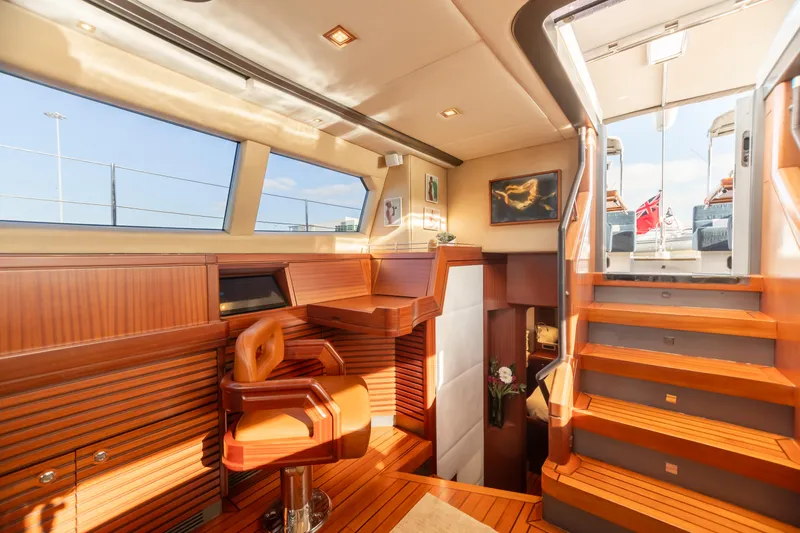 Slide: The Image of Luxurious interior of 2011 Alia Yachts Warwick 82 LK with wooden finishes and staircase. - 22