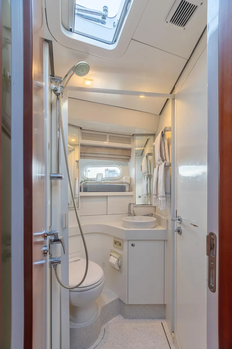 Slide: The Image of 2011 Alia Yachts Warwick 82 LK bathroom with modern fixtures and skylight. - 46