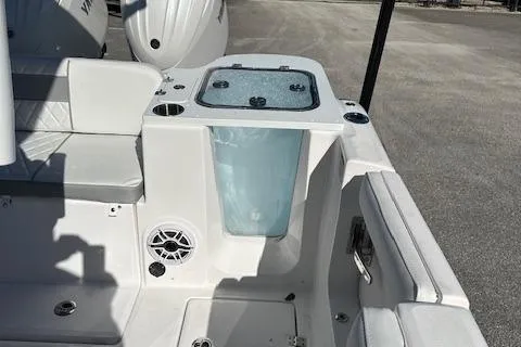 Slide: The Image of 2024 Sea Fox 268 Commander boat interior with seating and storage features. - 9