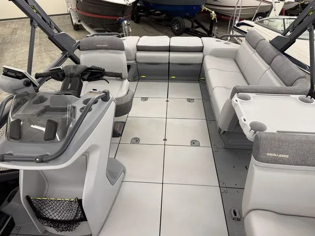 Slide: The Image of Interior of 2023 Sea-Doo Switch Cruise 21, spacious and modern design. - 7