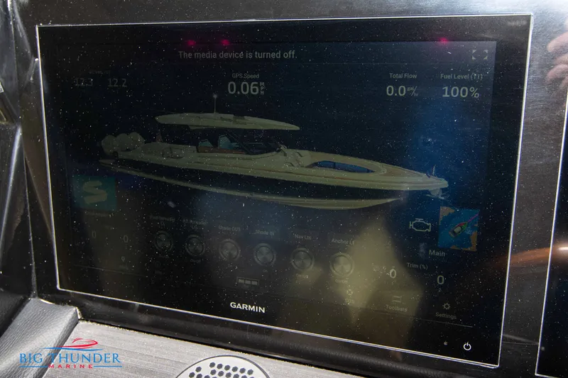 Slide: The Image of Garmin display on 2024 Chris-Craft CALYPSO 35 CP boat dashboard. - 42