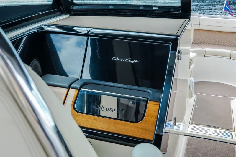 Slide: The Image of 2024 Chris-Craft Calypso 35 interior showcasing sleek design and luxury finishes. - 40